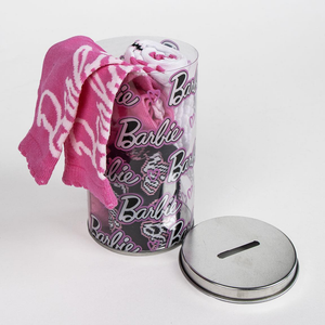 Calzini Barbie in Misto Cotone 4 Paia con Salvadanaio - 2309