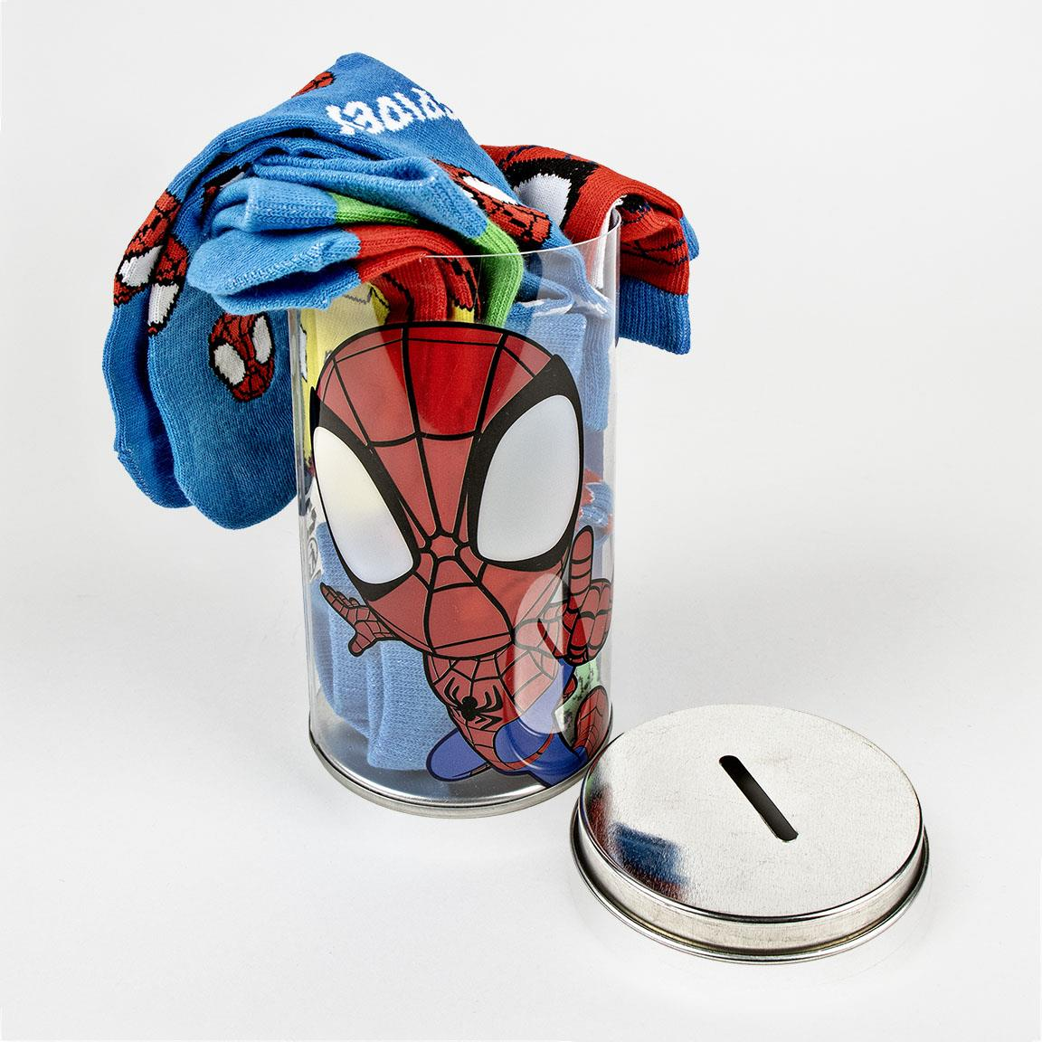 Calzini Spidey MARVEL in Misto Cotone 4 Paia con Salvadanaio - 2310