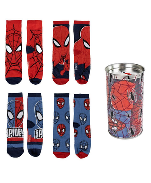Calzini Spiderman MARVEL in Misto Cotone 4 Paia con Salvadanaio - 2311