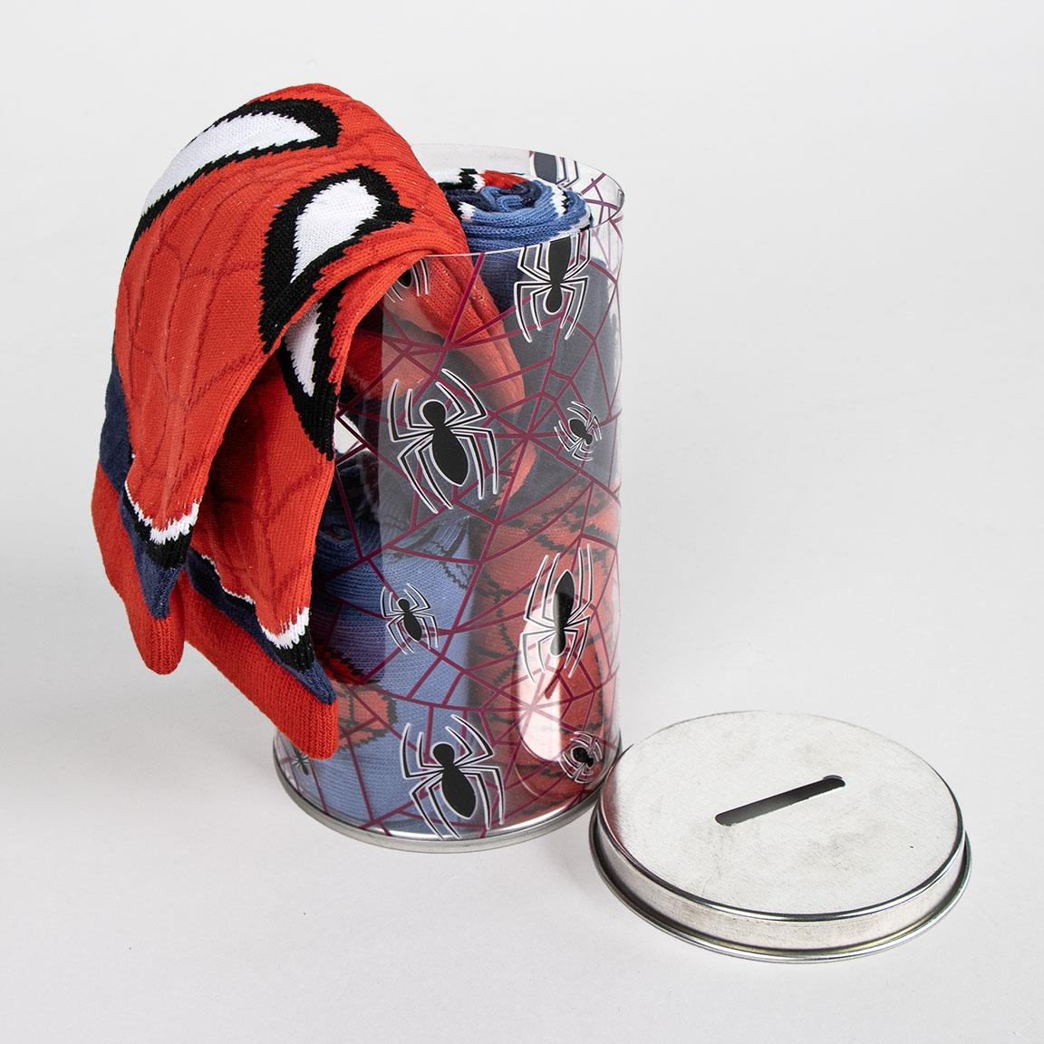 Calzini Spiderman MARVEL in Misto Cotone 4 Paia con Salvadanaio - 2311