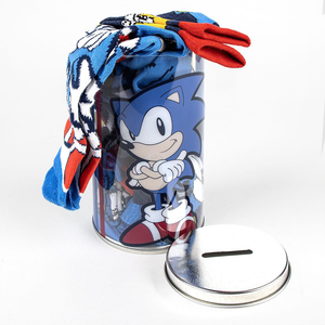Calzini Sonic the Hedgehog in Misto Cotone 4 Paia con Salvadanaio - 2312