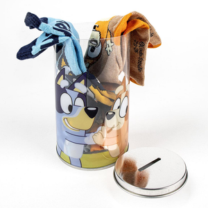 Calzini Bluey e Bingo in Misto Cotone 4 Paia con Salvadanaio - 2489