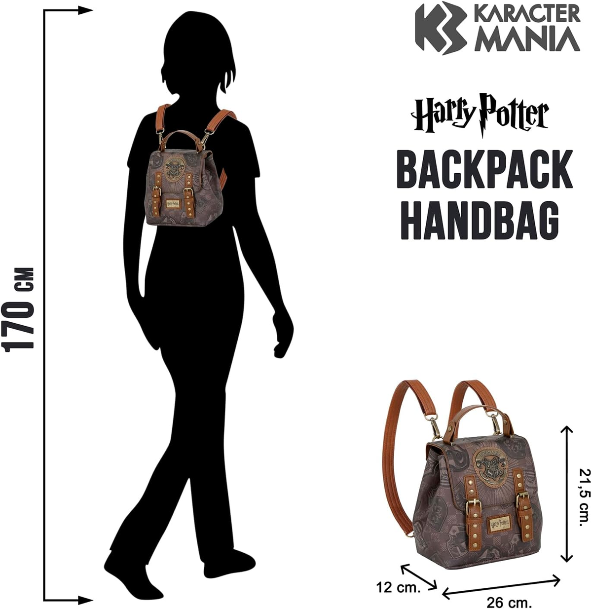 Zaino da Passeggio Harry Potter Borsa 26 CM con Spallacci Removibili - 04903