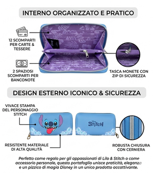 Portafoglio Rettangolare Stitch Accessorio da Borsa 19 CM - 06641