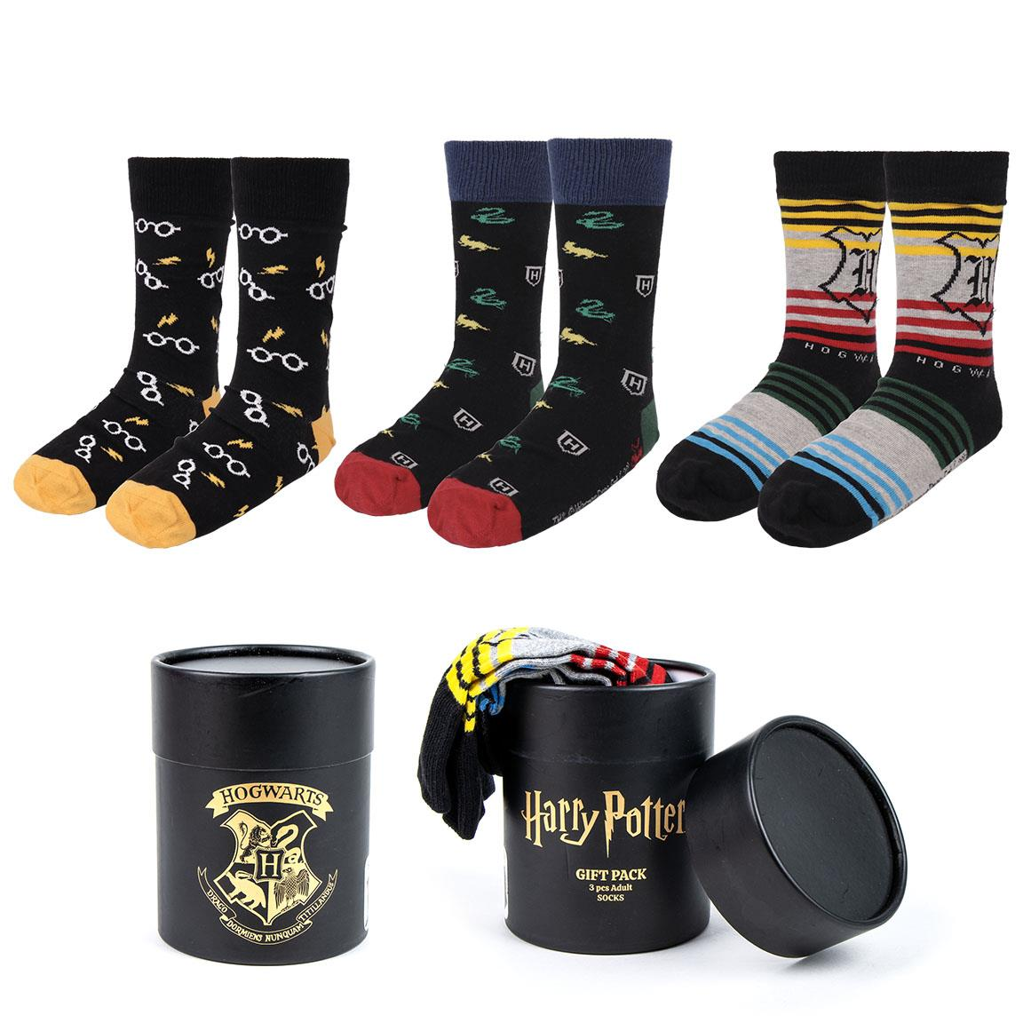 Calzini per Adulti Harry Potter Hogwarts 3 Paia in Misto Cotone in Confezione Regalo T.u. 38/45 - 2568