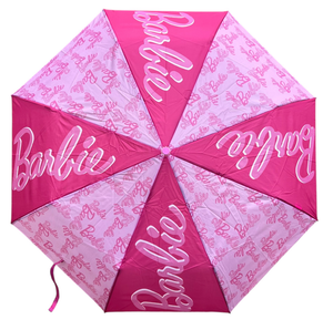 Ombrello Pieghevole Barbie Apertura Manuale Struttura 8 Raggi Antivento - Bar24-2963