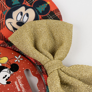 Cerchietto Natalizio Minnie DISNEY Tessuto Scozzese con Orecchie e Fiocco Accessori Capelli - 3036
