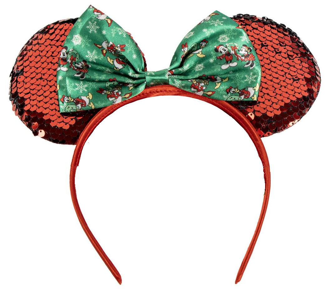 Cerchietto Natalizio Minnie DISNEY con Orecchie Paillettate e Fiocco Accessori Capelli - 3036