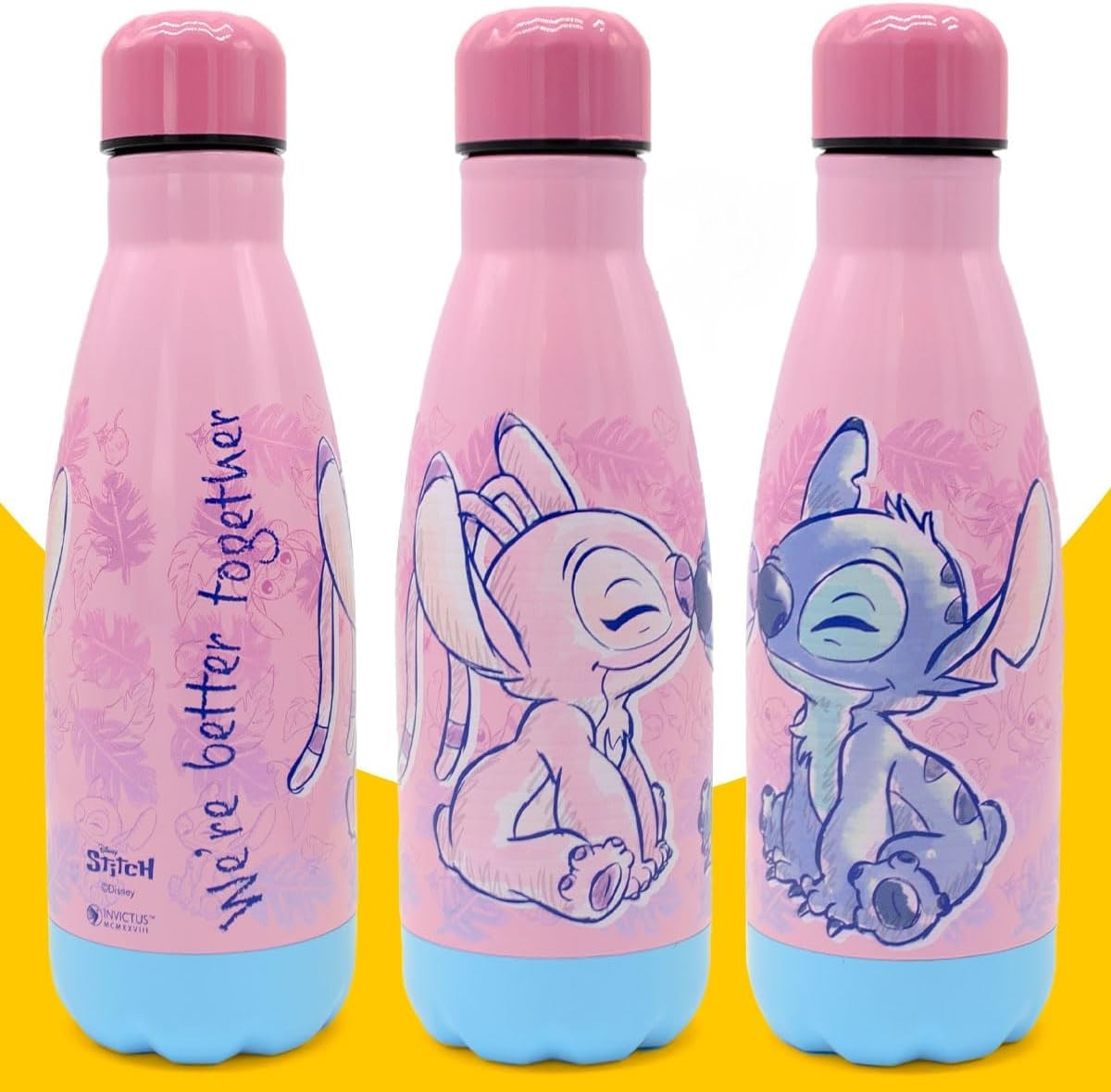 Bottiglia Stitch e Angel in Acciaio Inox Borraccia DISNEY con Tappo Svitabile 500 Ml - 845123