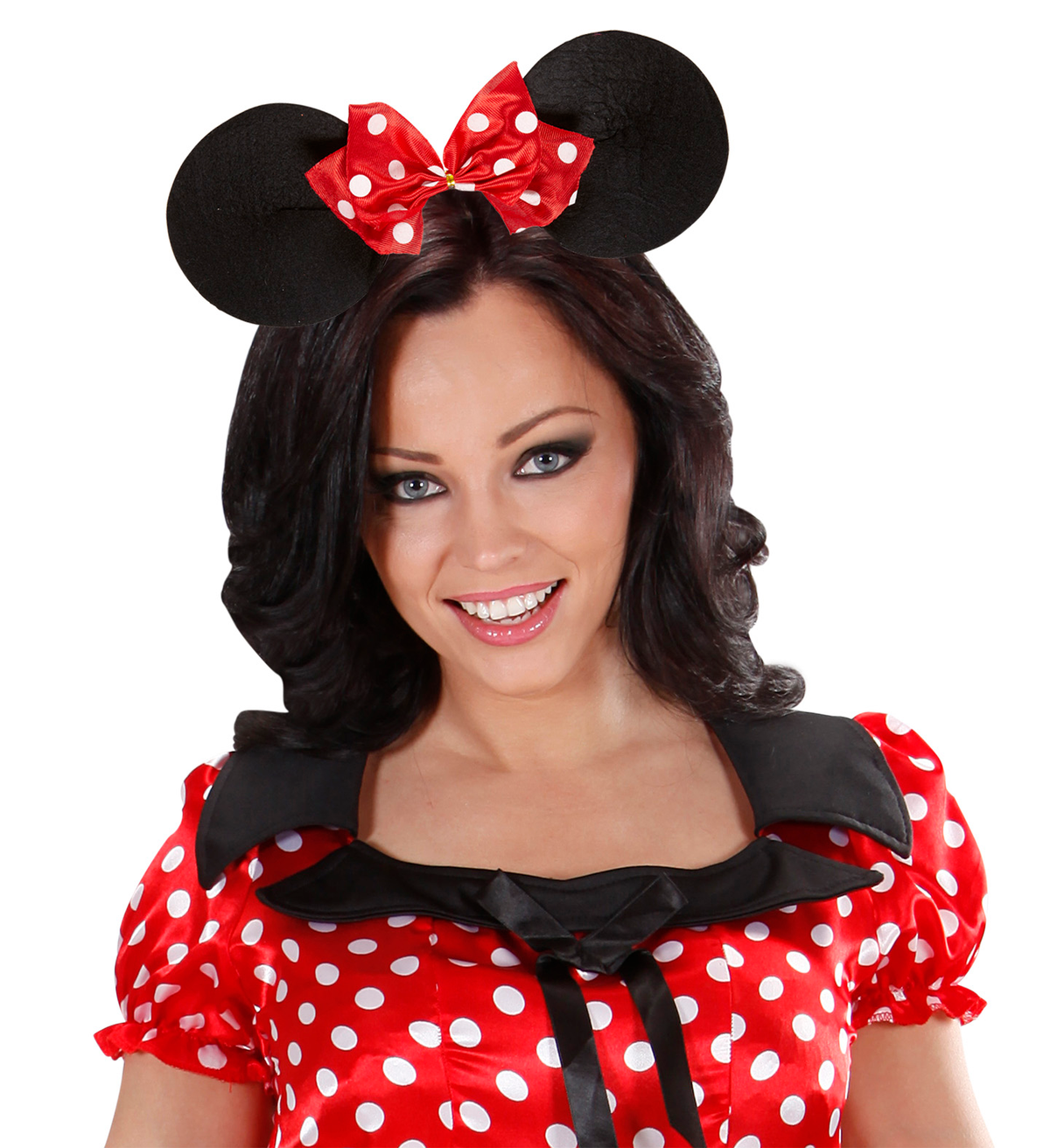 Cerchietto Orecchie Topo con Fiocco a Pois Accessorio Costumi Travestimenti Carnevale - 01120