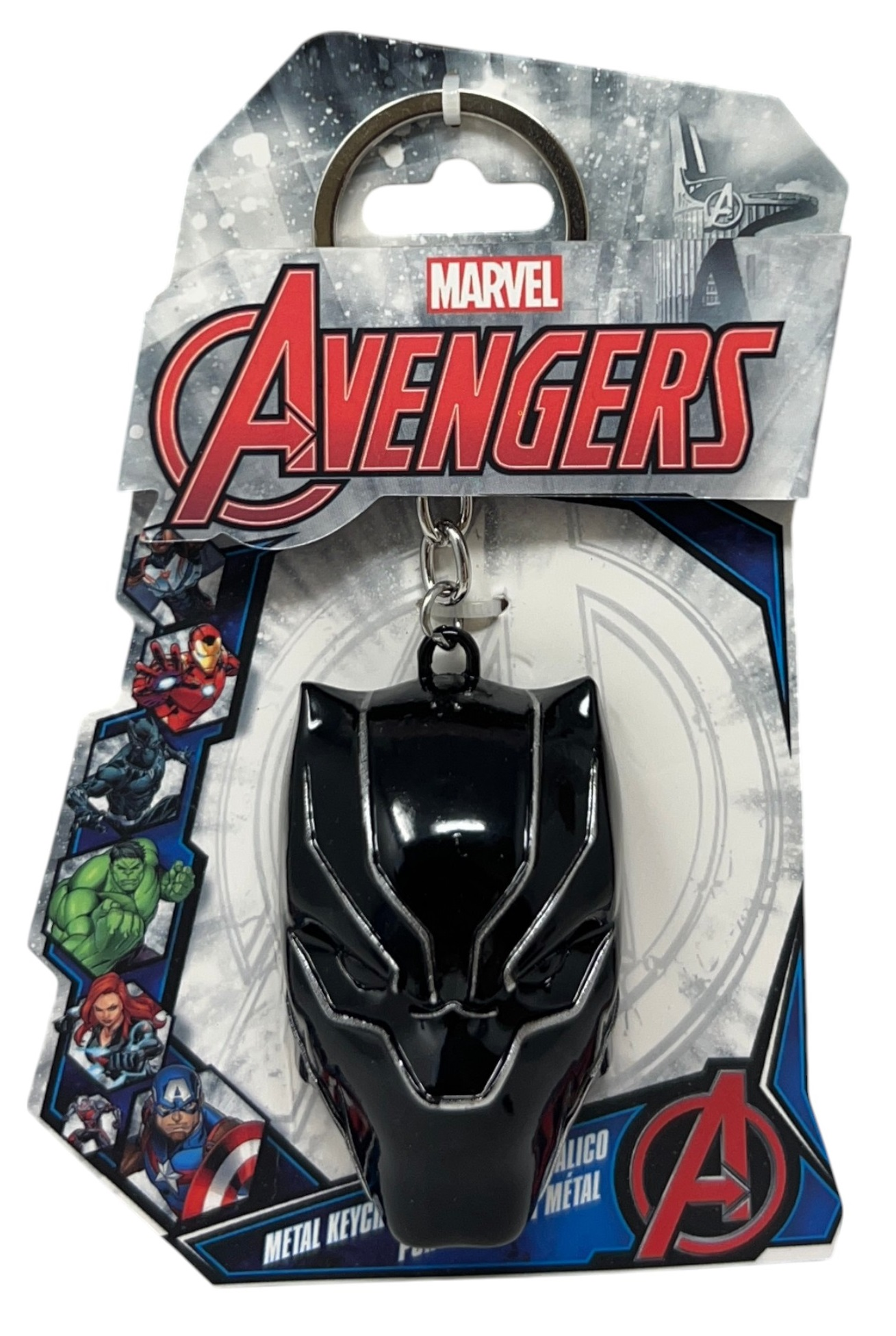 Portachiavi Black Panther Avengers MARVEL in Metallo Smaltato Ciondolo Maschera per Zaino Borsa in Blister - Mv15588