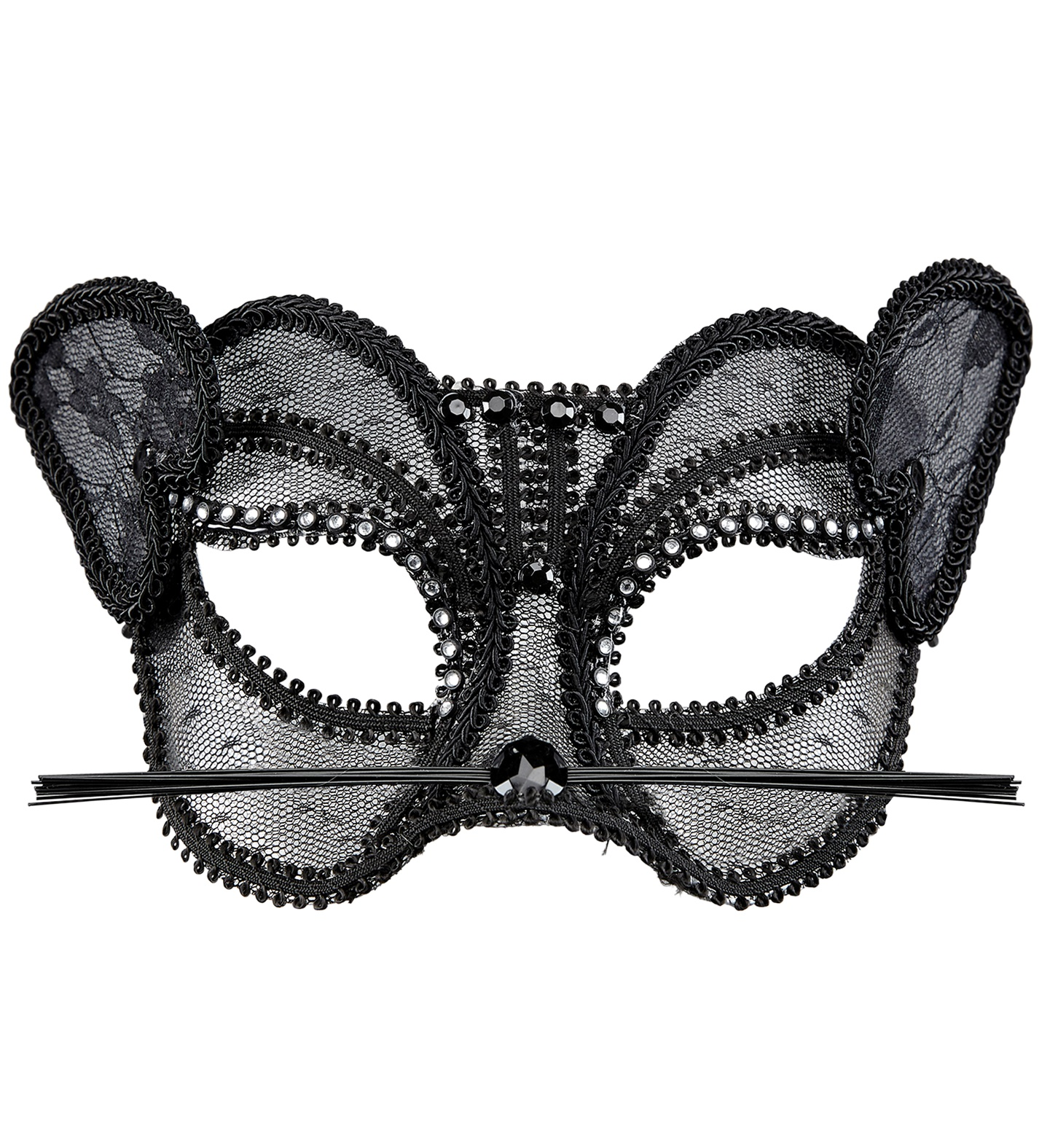 Maschera Pantera in Pizzo e Strass Accessori Travestimento Costumi Carnevale - 03631