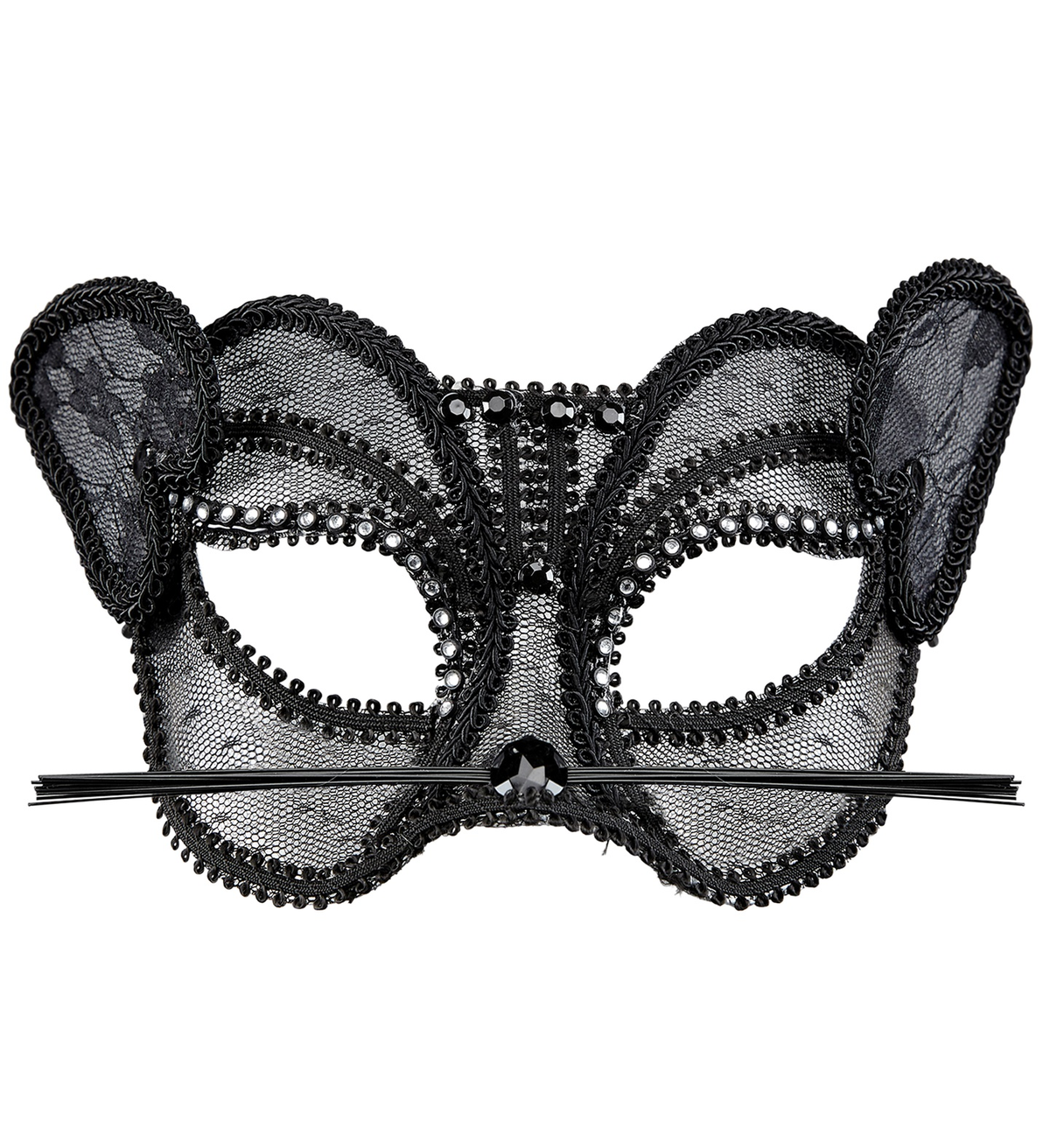 Maschera Pantera in Pizzo e Strass Accessori Travestimento Costumi Carnevale - 03631