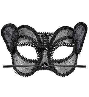 Maschera Pantera in Pizzo e Strass Accessori Travestimento Costumi Carnevale - 03631