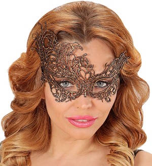 Maschera in Pizzo Barocco Antico Oro Accessori Travestimento Costumi Carnevale - 04771