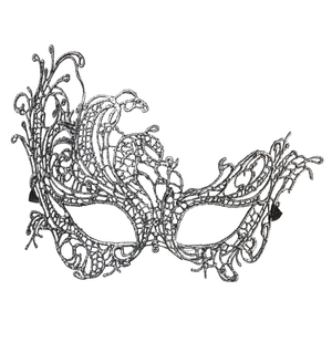 Maschera in Pizzo Barocco Antico Argento Accessori Travestimento Costumi Carnevale - 04772