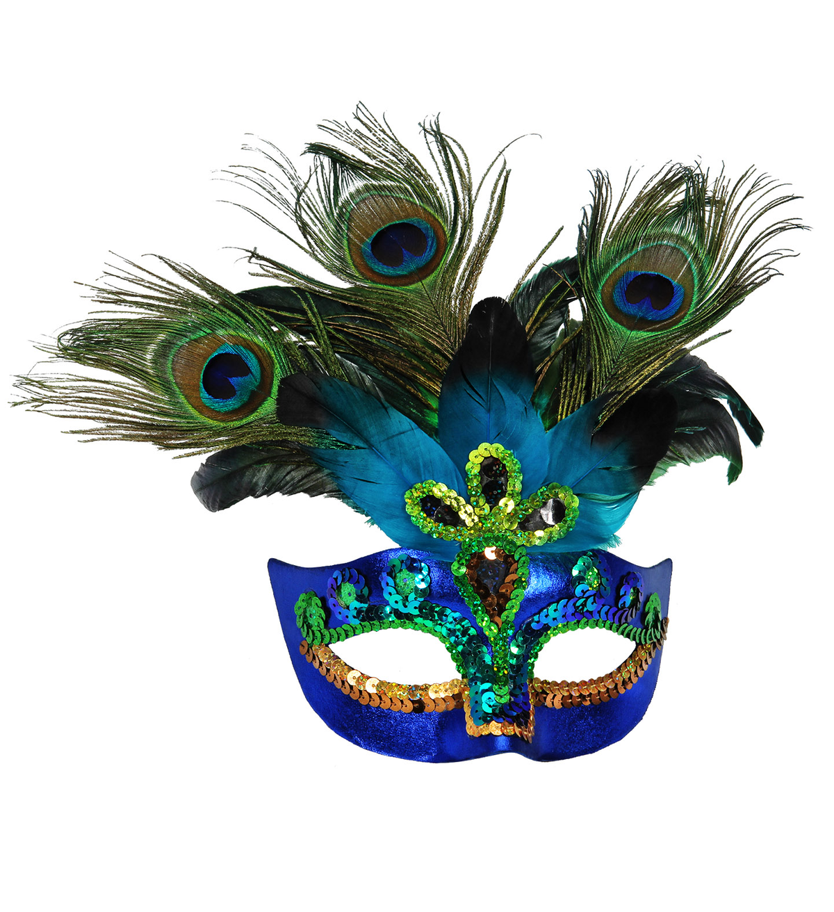 Maschera Pavone con Strass e Piume Accessori Travestimento Costumi Carnevale - 07787
