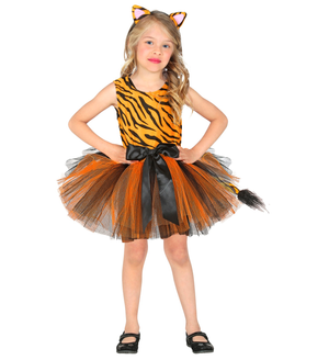 Set Travestimento Tigre Vestito Tutù Cerchietto Costume Abito Carnevale - 1036