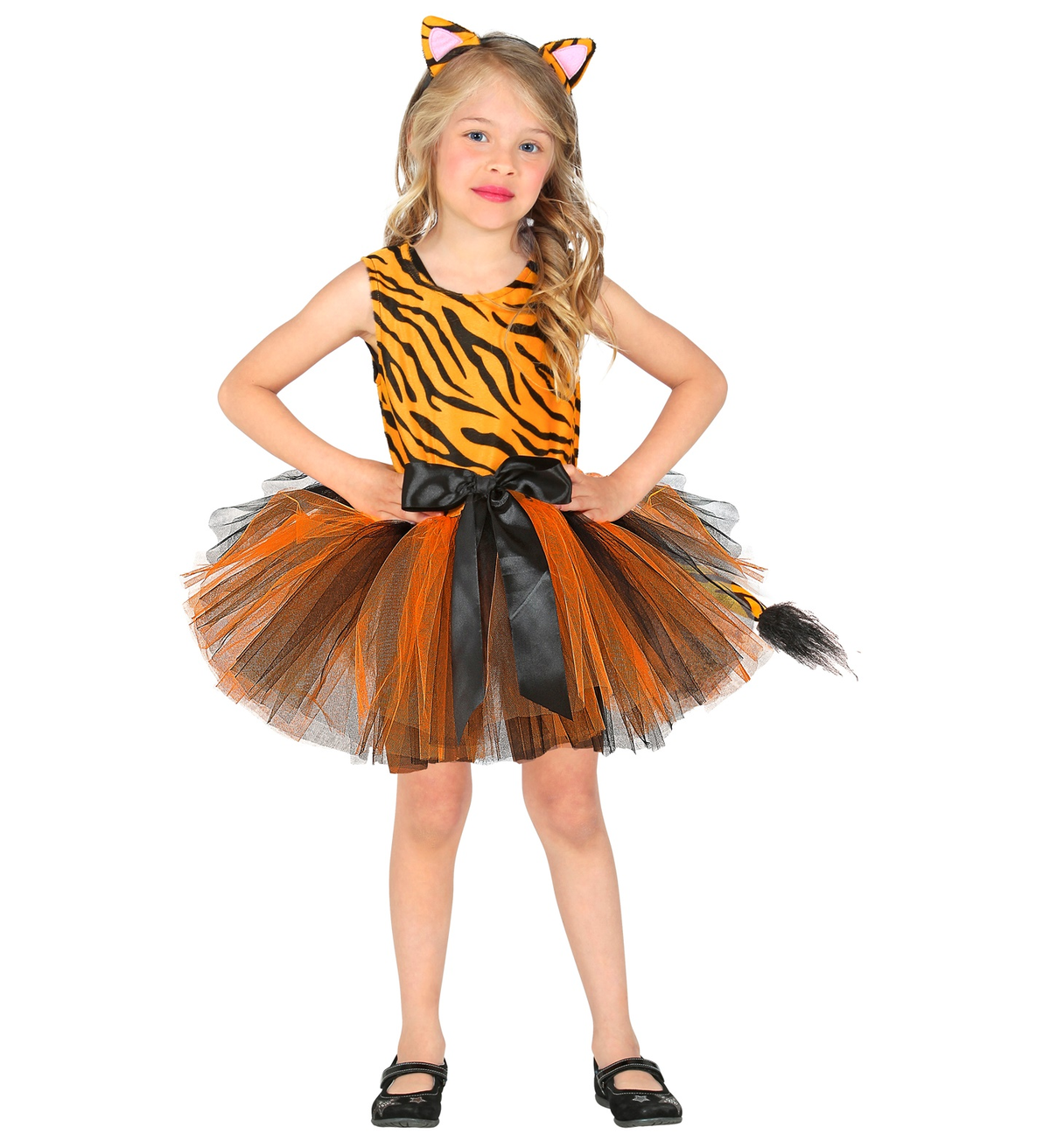 Set Travestimento Tigre Vestito Tutù Cerchietto Costume Abito Carnevale - 1036