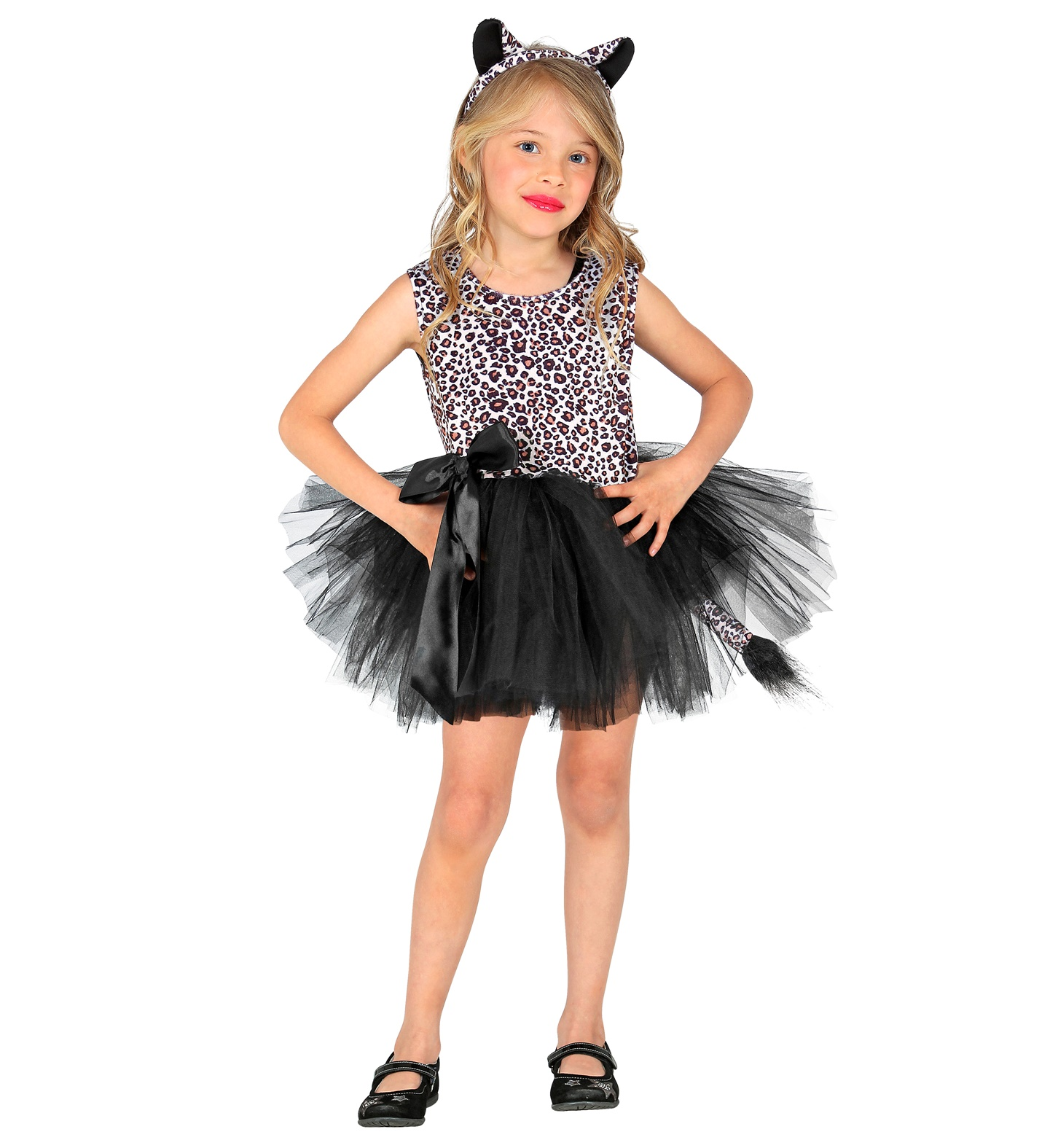 Set Travestimento Leopardo Vestito Tutù Cerchietto Costume Abito Carnevale - 1036