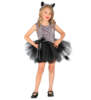 Set Travestimento Leopardo Vestito Tutù Cerchietto Costume Abito Carnevale - 1036
