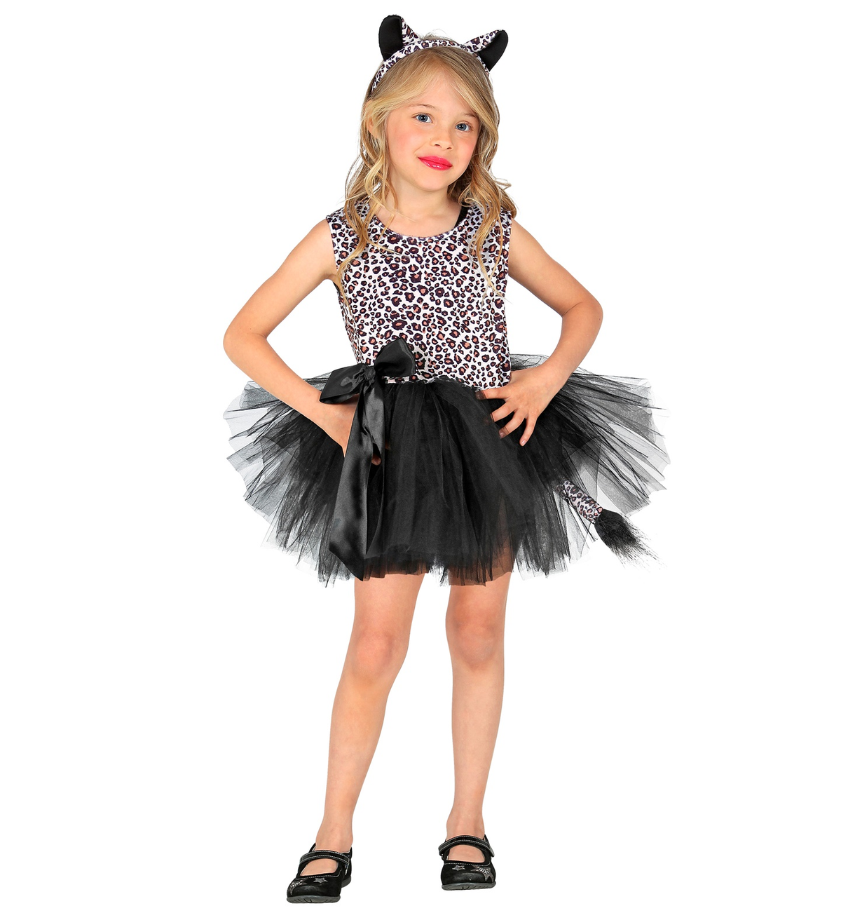 Set Travestimento Leopardo Vestito Tutù Cerchietto Costume Abito Carnevale - 1036