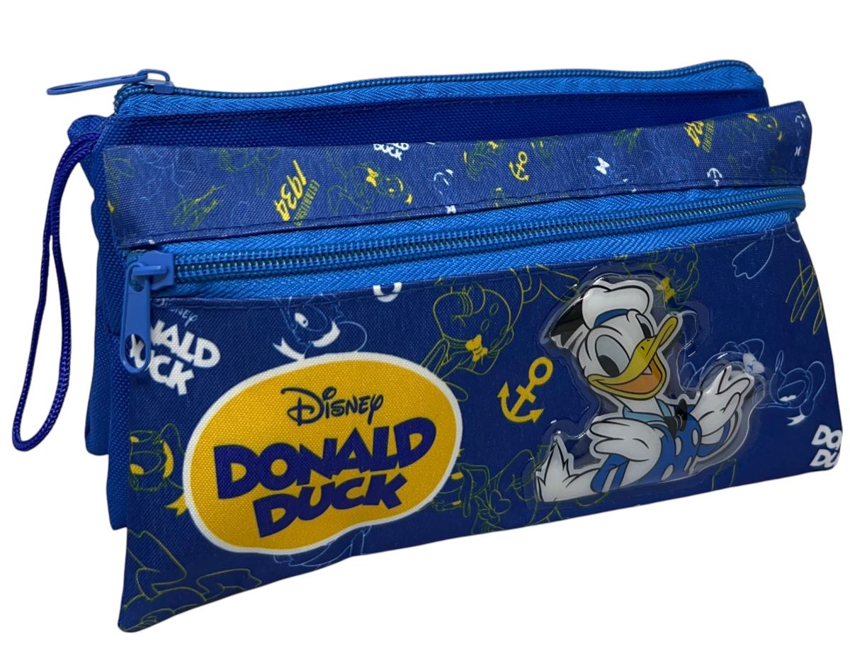 Tombolino Paperino DISNEY 3 Scomparti Bustina Astuccio Portacolori 22 CM - Dd0997