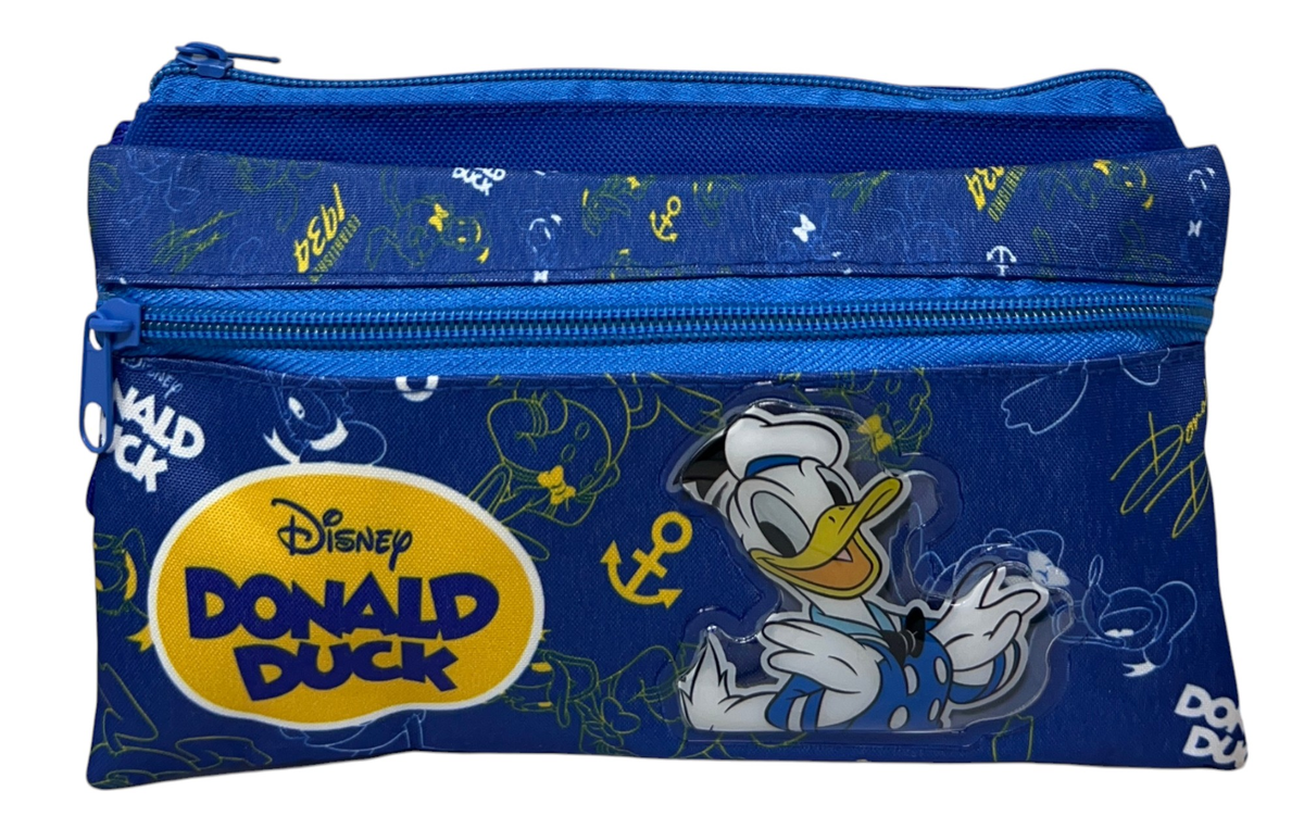 Tombolino Paperino DISNEY 3 Scomparti Bustina Astuccio Portacolori 22 CM - Dd0997