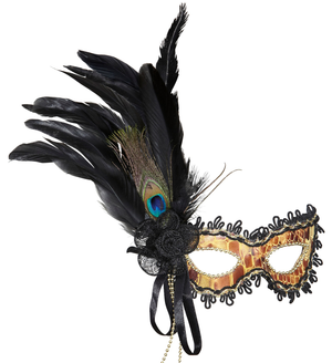 Maschera con Decorazioni e Piume Accessori Travestimento Costumi Carnevale - 1794g