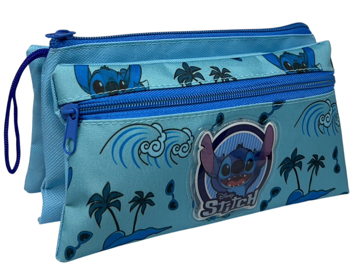 Tombolino Stitch DISNEY 3 Scomparti Bustina Astuccio Portacolori 22 CM - Lst0997-B
