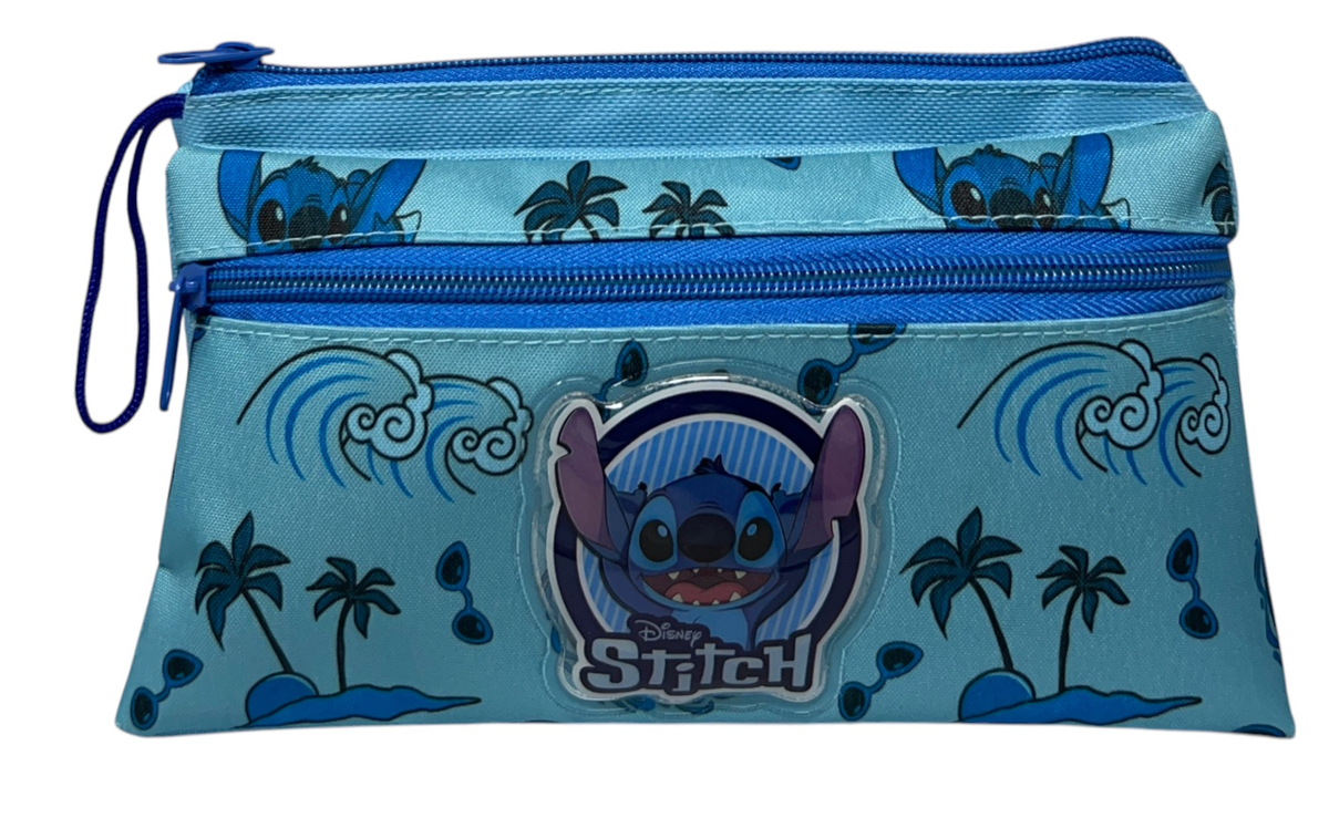 Tombolino Stitch DISNEY 3 Scomparti Bustina Astuccio Portacolori 22 CM - Lst0997-B