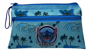 Tombolino Stitch DISNEY 3 Scomparti Bustina Astuccio Portacolori 22 CM - Lst0997-B