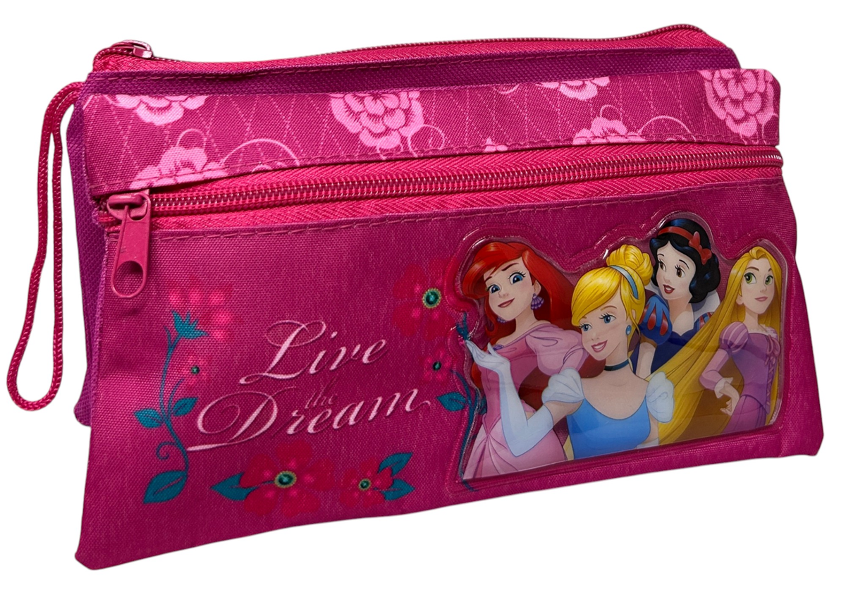 Tombolino Principesse DISNEY 3 Scomparti Bustina Astuccio Portacolori 22 CM - Pr0997