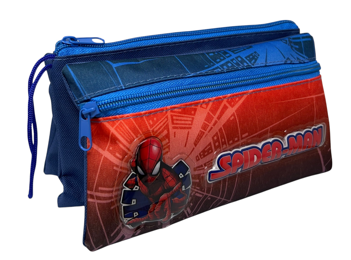 Tombolino Spiderman MARVEL 3 Scomparti Bustina Astuccio Portacolori 22 CM - Sp0997