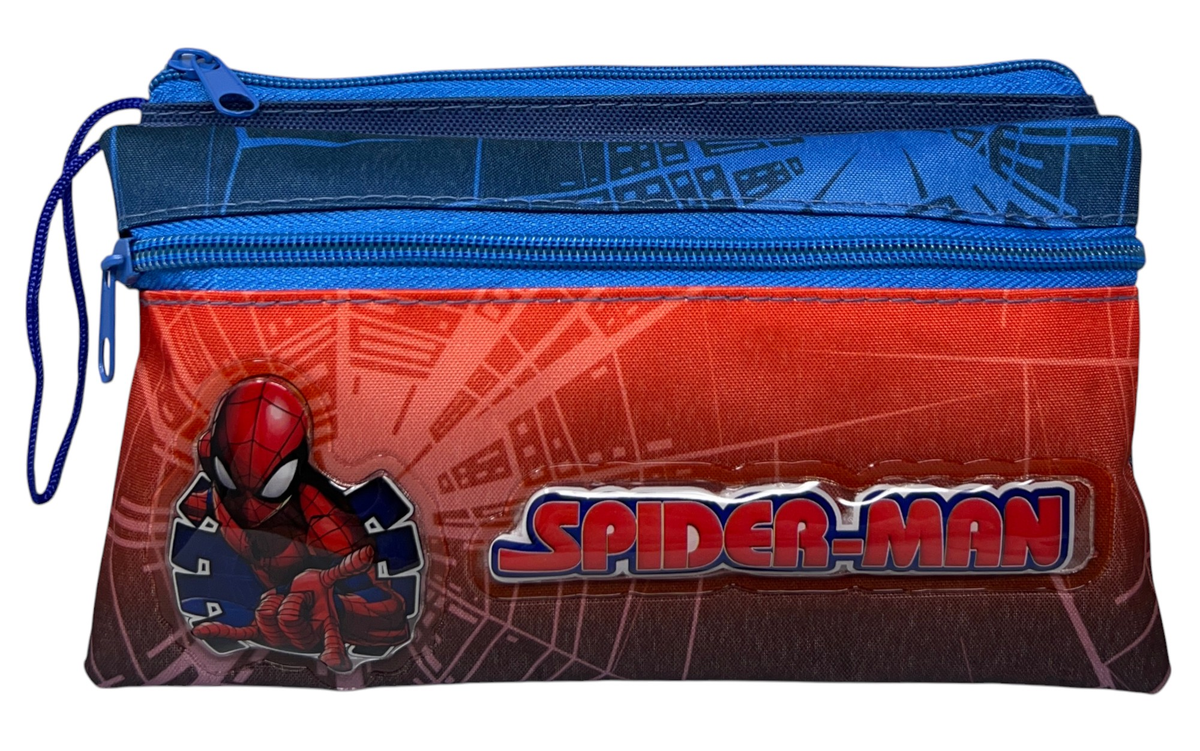 Tombolino Spiderman MARVEL 3 Scomparti Bustina Astuccio Portacolori 22 CM - Sp0997