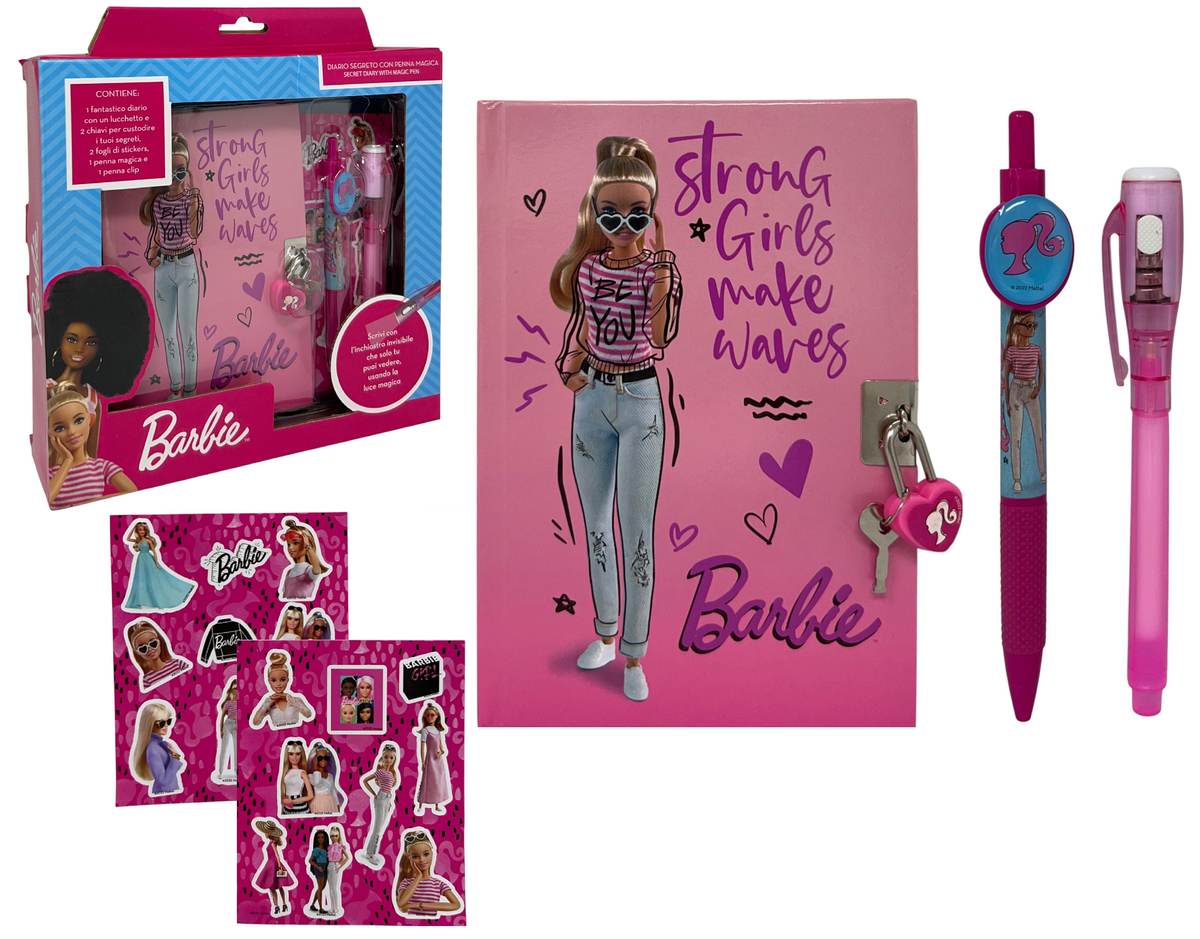 Diario Segreto Barbie con Lucchetto Penna Magica e Adesivi in Confezione - Br0822