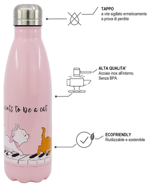 Borraccia Marie Aristogatti in Acciaio Inox DISNEY Bottiglia con Tappo a Vite 780 Ml. - 17071