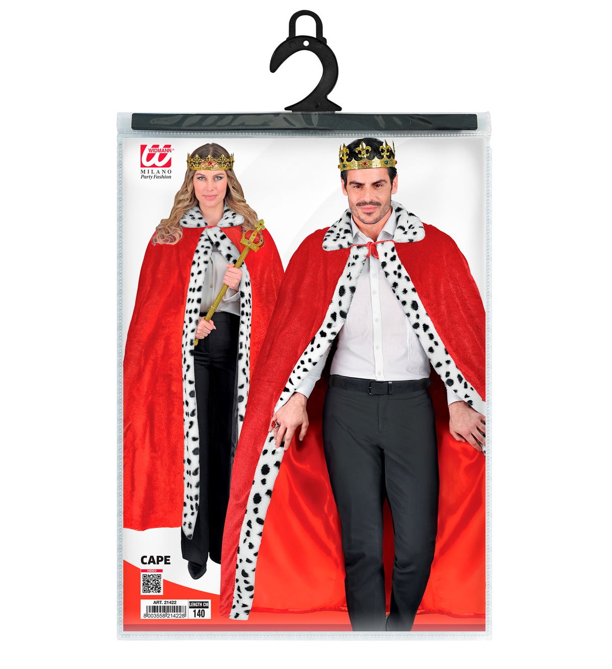 Mantello Reale Rosso 140 CM Accessori per Travestimento Carnevale Halloween - 21422
