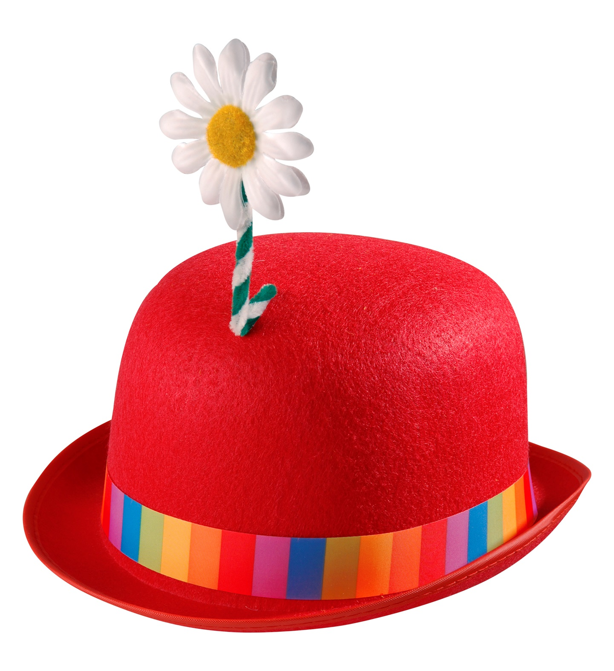 Bombetta Rossa con Fiore Clown Cappello in Feltro Accessori Abito Vestito Carnevale - 25102