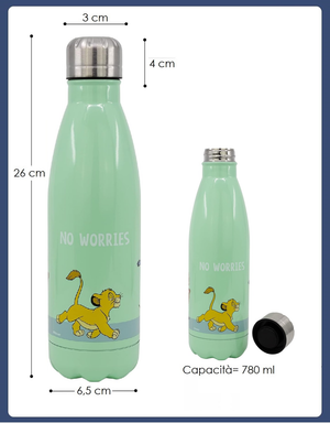 Borraccia Simba Re Leone in Acciaio Inox DISNEY Bottiglia con Tappo a Vite 780 Ml. - 17061