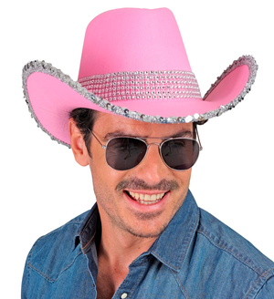 Cappello Cowgirl Party Rosa Accessori per Abito Vestito Travestimento Carnevale - 30166