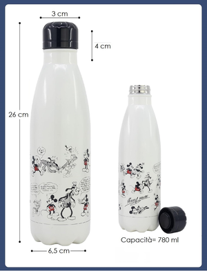 Borraccia Topolino e Amici Vintage in Acciaio Inox DISNEY Bottiglia con Tappo a Vite 780 Ml. - 75566