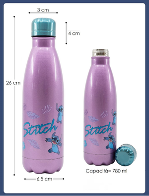 Borraccia Stitch in Acciaio Inox DISNEY Bottiglia con Tappo a Vite 780 Ml. - 01361