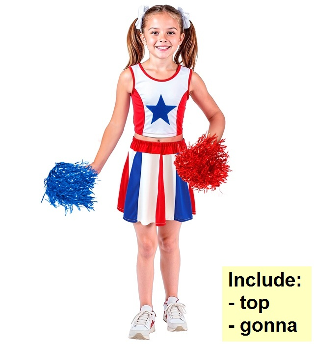 Vestito Carnevale Cheerleader Travestimento Costume per Bambini Feste a Tema - 3814