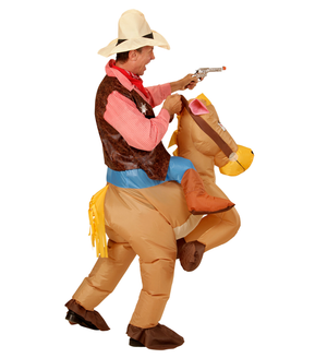 Vestito Carnevale Cowboy a Cavallo Costume Gonfiabile Travestimento per Adulti Taglia Unica - 75504