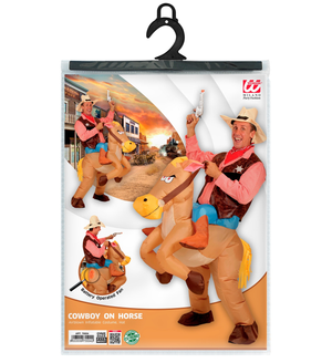 Vestito Carnevale Cowboy a Cavallo Costume Gonfiabile Travestimento per Adulti Taglia Unica - 75504