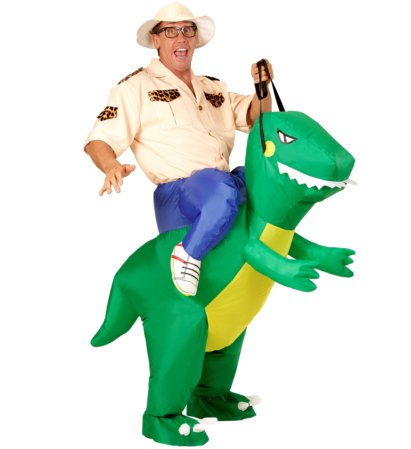 Vestito Carnevale Esploratore su Dinosauro Costume Gonfiabile Travestimento per Adulti Taglia Unica - 75505