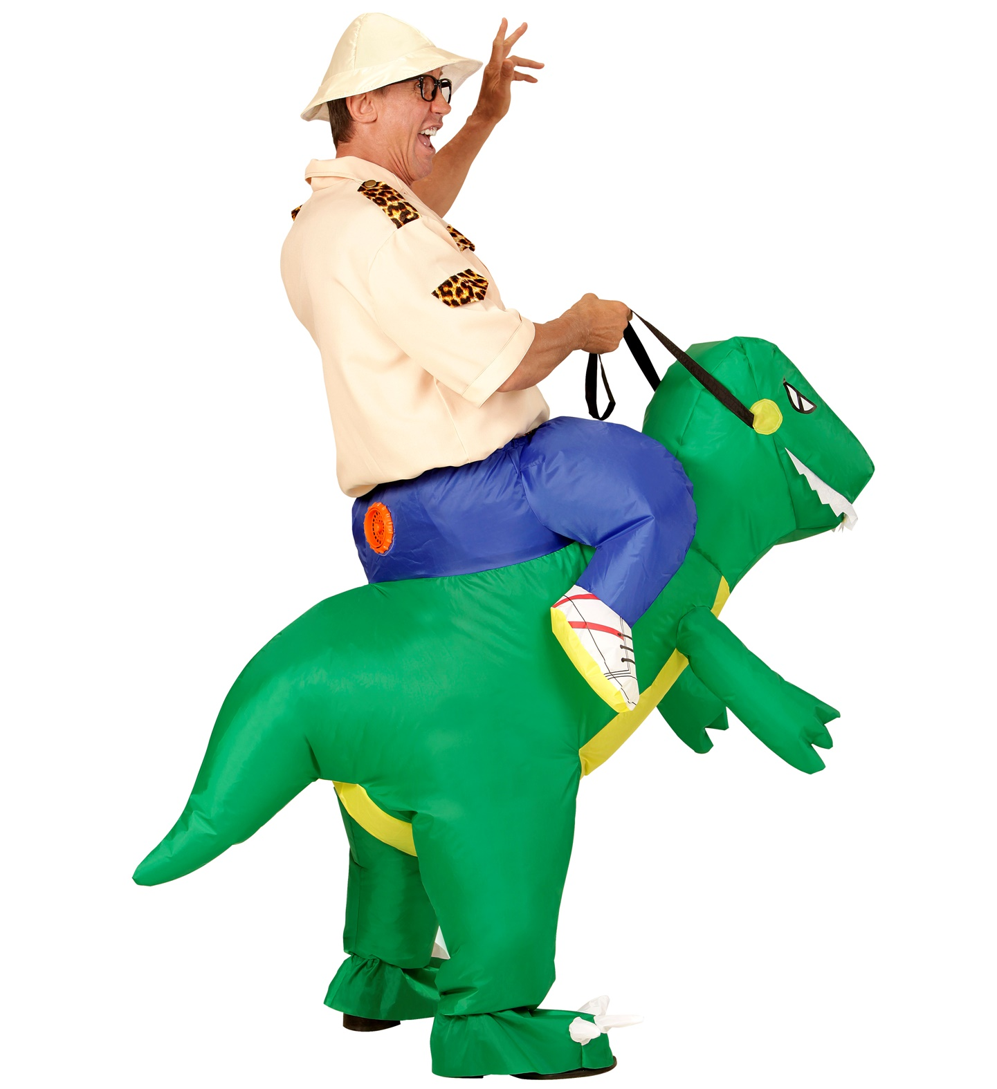 Vestito Carnevale Esploratore su Dinosauro Costume Gonfiabile Travestimento per Adulti Taglia Unica - 75505