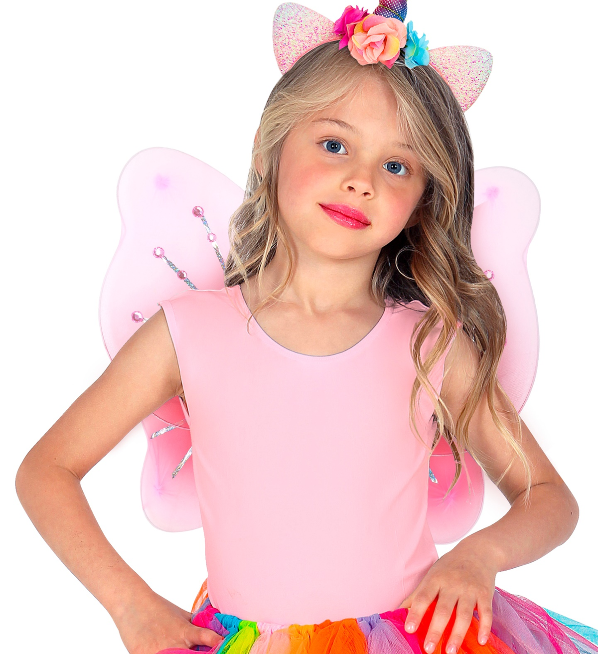 Ali Rosa con Gemme 50 X 40 CM Accessori Travestimento Costume Carnevale - 8673p