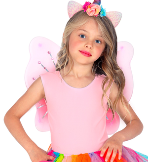 Ali Rosa con Gemme 50 X 40 CM Accessori Travestimento Costume Carnevale - 8673p